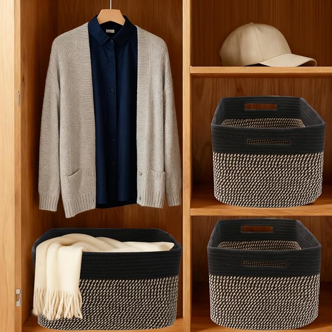 3 Pack Woven Baskets, Storage Baskets - Image 8