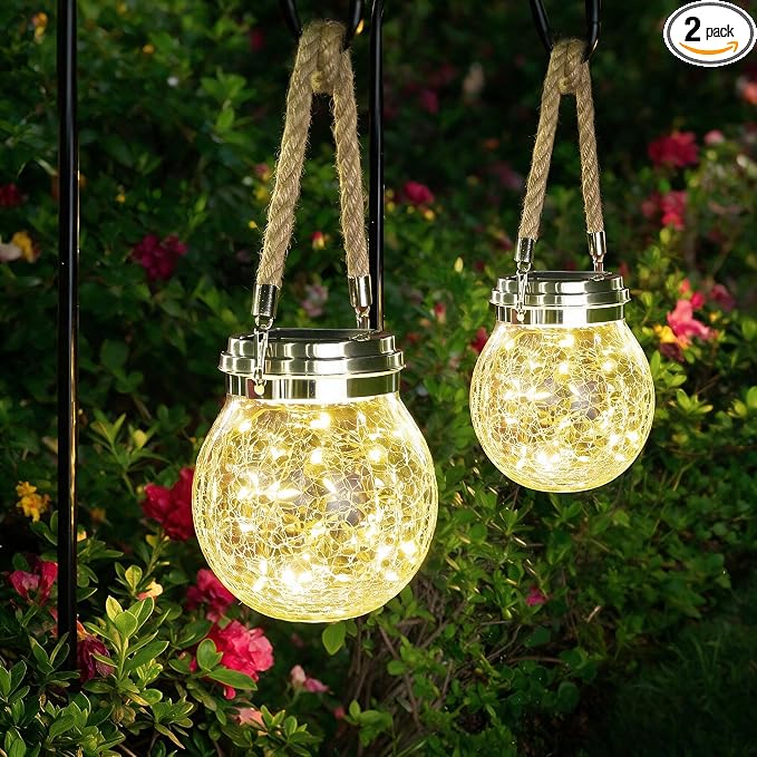 ROSHWEY Solar Lantern, 2 Pack Outdoor Lanterns by ROSHWEY