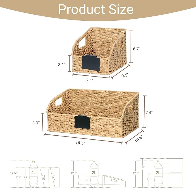 Pantry Organizers, Handwoven Large Wicker Baskets - Image 3