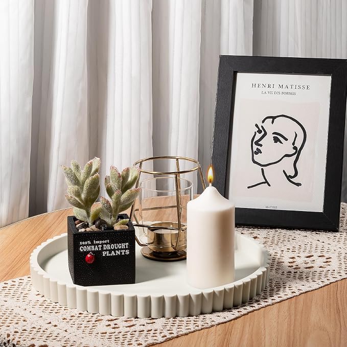 Round Bathroom Tray Perfume Organizer Coffee Table Decor, Heat-Resistant - Image 5