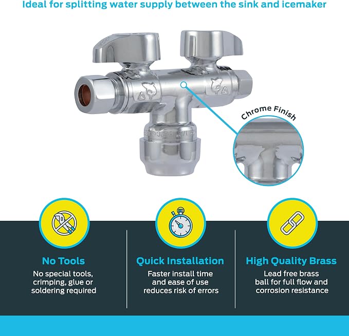 SharkBite Dual Shut Off Quarter-Turn Brass Ball Valve, 1/2 Inch Push to Connect - Image 3