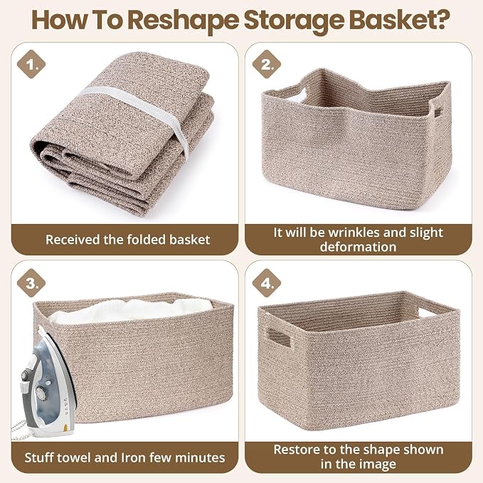 Optish 95L Large Woven Blanket Basket, Cotton Rope Laundry Basket, a lot of Toys - Image 8