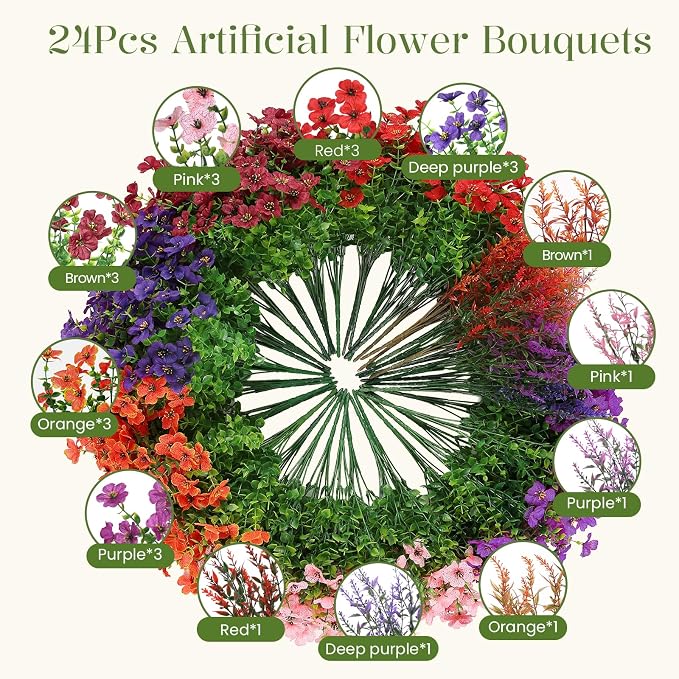 SHareconn 24 Bundles Artificial Flowers - Image 2