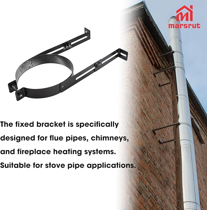 2Pcs 6 Inch Chimney Pipe Support Bracket, Adjustable Stainless Steel Vent Wall - Image 9