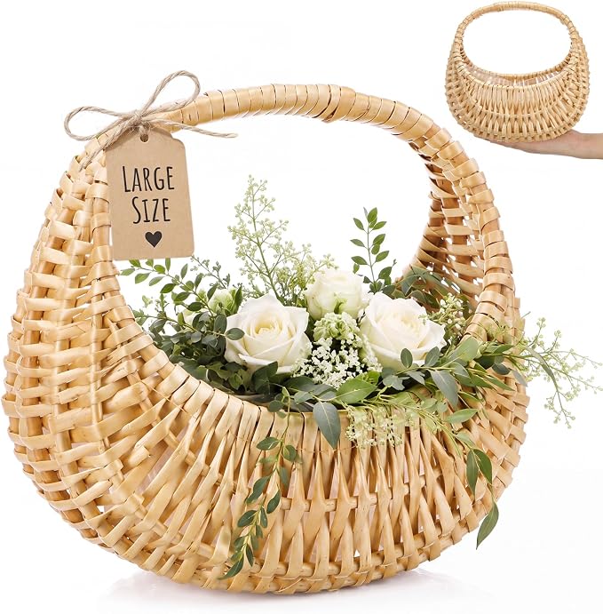 1 Pack Flower Girl Basket with Handle, 8.5 x 8.3 x 5.1 Inch by Taiyin