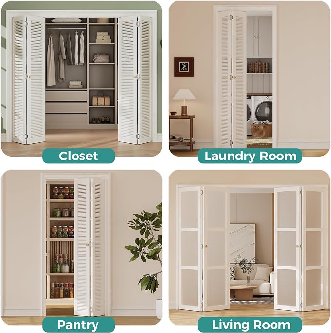 Closet Bifold Door Hardware & 36 Inch Track, 3 ft Bi Folding Door Rail Kit | - Image 9