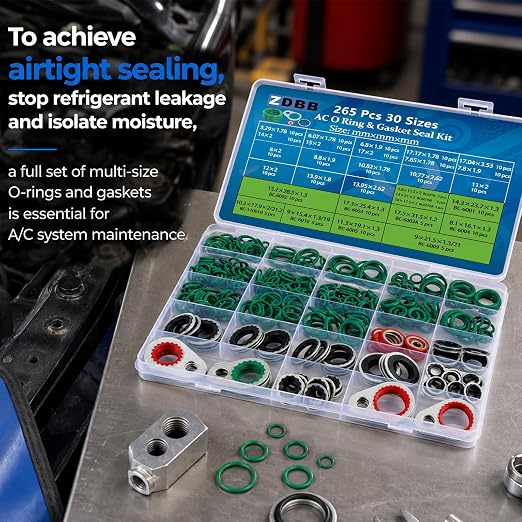 ZDBB 265 Pcs 30 Sizes AC O Ring & Gasket Seal Kit, Reliable R134a Seals | - Image 6