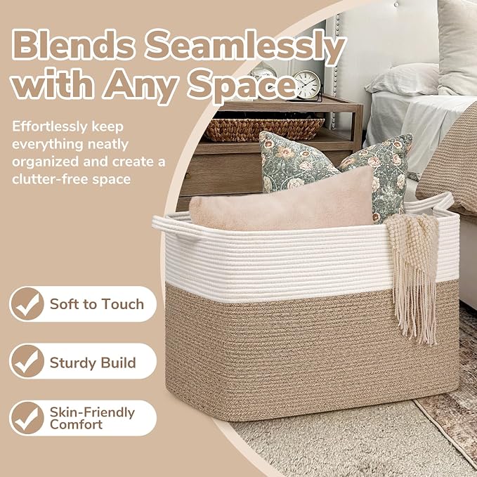 Goodpick 105L Extra Large Woven Rope Blanket Basket, Toys & Pillows, Living - Image 5