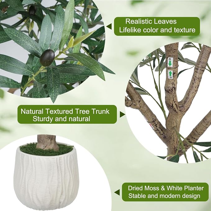 GTIDEA 8ft Artificial Olive Tree, Faux Olive Tree - Image 3