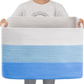 OIAHOMY 108L Extra Large Blanket Basket Dog Toy Basket Gradient Light Blue | by MasterofSpaceOptimization