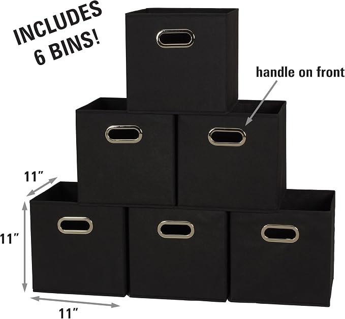 Household Essentials Foldable Fabric Storage Bins 6 Piece Set, Strong - Image 2