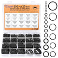 500 Pcs 20 Sizes O Ring Kit, Rubber O-Ring Assortment Kit, Rubber Washers by Monigte