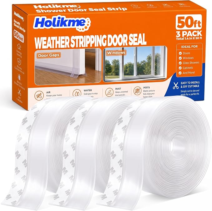 Holikme Weather Stripping Door Seal, Shower Door Bottom Seal, 1.4" W-50Feet | by Holikme