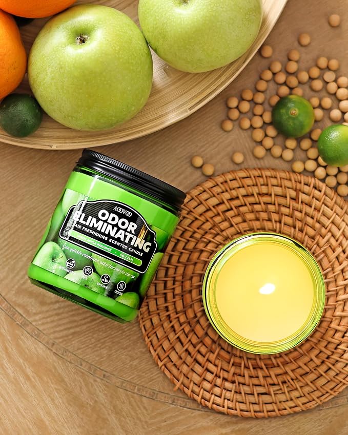 AOOVOO Green Apple Odor Eliminating Candle - 9 oz Soy Candles - Image 7