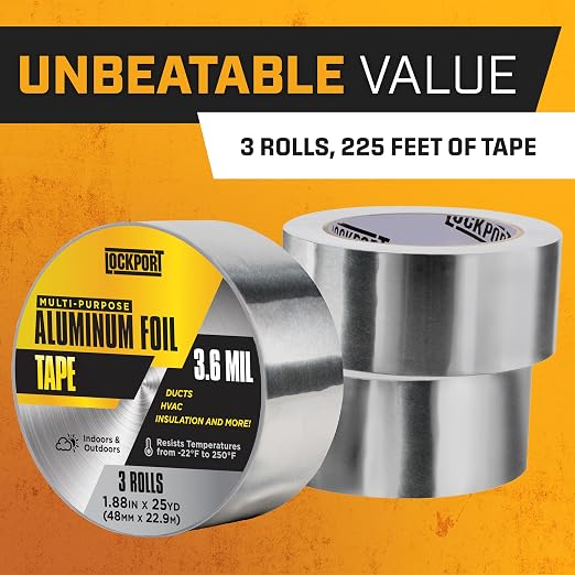 Lockport Aluminum Foil Tape 2" x225 ft Aluminum HVAC Tape - Image 7