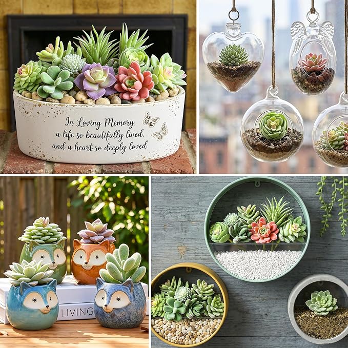 HappyHapi 12 Pcs Artificial Succulents, Mini Fake Plants Unpotted | Flocked - Image 4