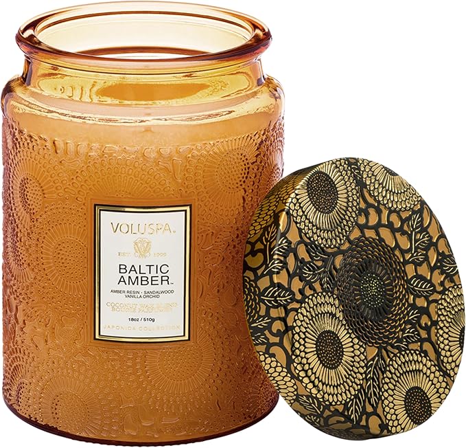 Voluspa Baltic Amber Large Scented Candle Jar 18 Oz, 100 Hr Burn | Coconut Wax by Unknown
