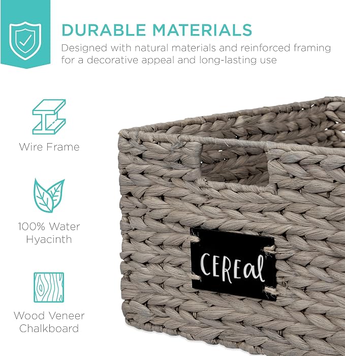 Best Choice Products Pantry Baskets Set of 2 16x12in Water Hyacinth Storage - Image 5