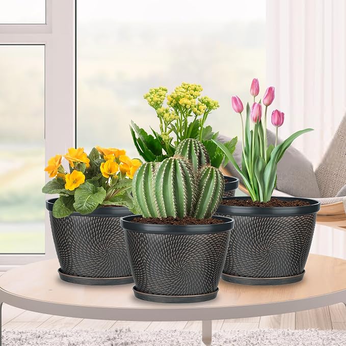 Quarut 4 Pack 8 Inch Flower Pots Planters - Image 6