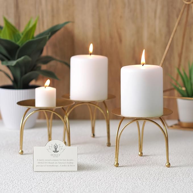 Hosley® Iron Pillar Candle Holders 4 Inch Diameter Tripod Stand Table - Image 3
