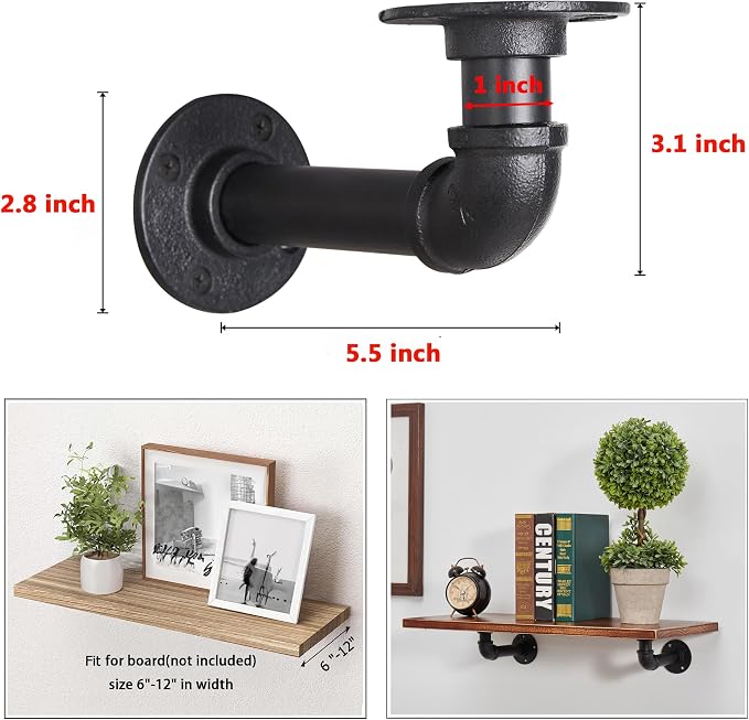 Industrial L Pipe Shelf Brackets - Image 2