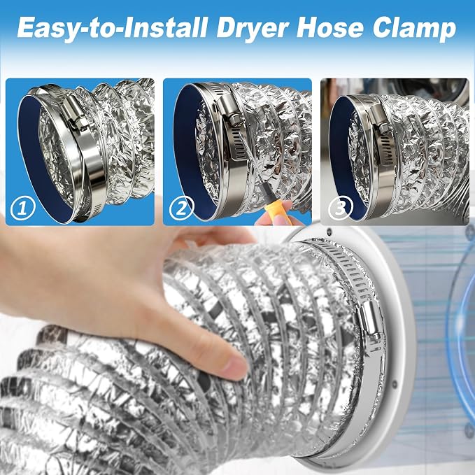 Stainless Steel Hose Clamps 2 Pack, Adjustable 3.7"-4.6" Worm Gear Hose Clamps - Image 5