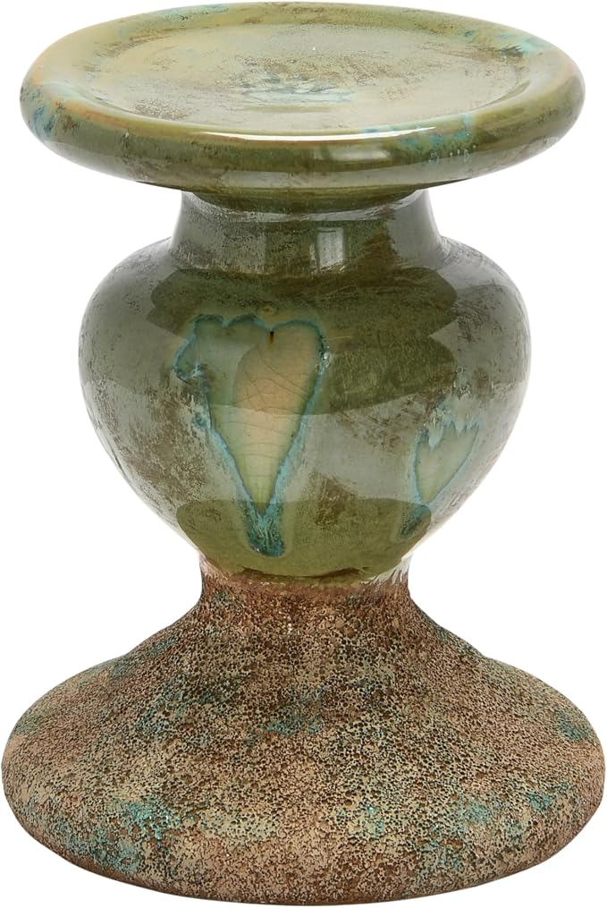Creative Co-Op 2-Tone Sculptural Terracotta Pillar Candle Holder, Distressed by Unknown