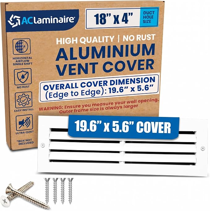 18x4 Aluminum Wall Ceiling Air Return Vent Cover HVAC Rustproof Grille by ACLAMINAIRE