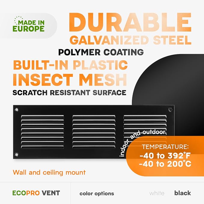 12 x 4 Inch Black Galvanized Steel Return Air Register Vent Cover, AC Vent Cover - Image 3