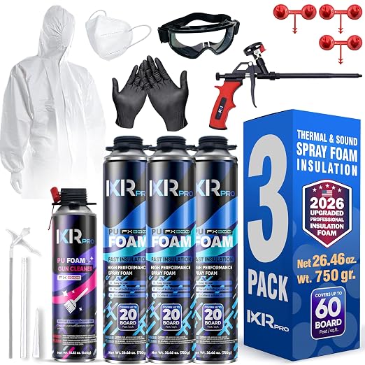 Spray Foam Insulation Kit, Expanding Foam Sealant Spray, 3 Pack x 26.46 oz | by ixirpro