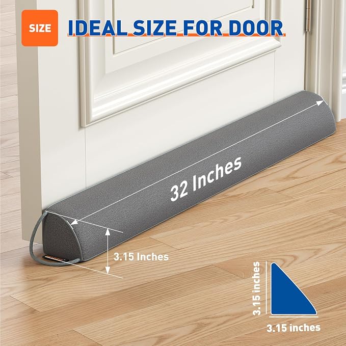 MAGZO Door Draft Stopper 32 Inches, Energy Saving | Triangular Weighted Door - Image 2