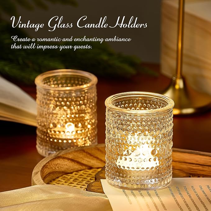 24 Pack Clear Glass Votive Candle Holders, Vintage Candle Holder - Image 4