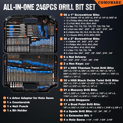 COMOWARE Drill Bit Set, Drill Driver Bit Set - Image 2
