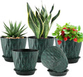 Meowell 7 inch Plant Pots for Indoor Outdoor Plants, 5 Pack Thick Flower Pots by Meowell