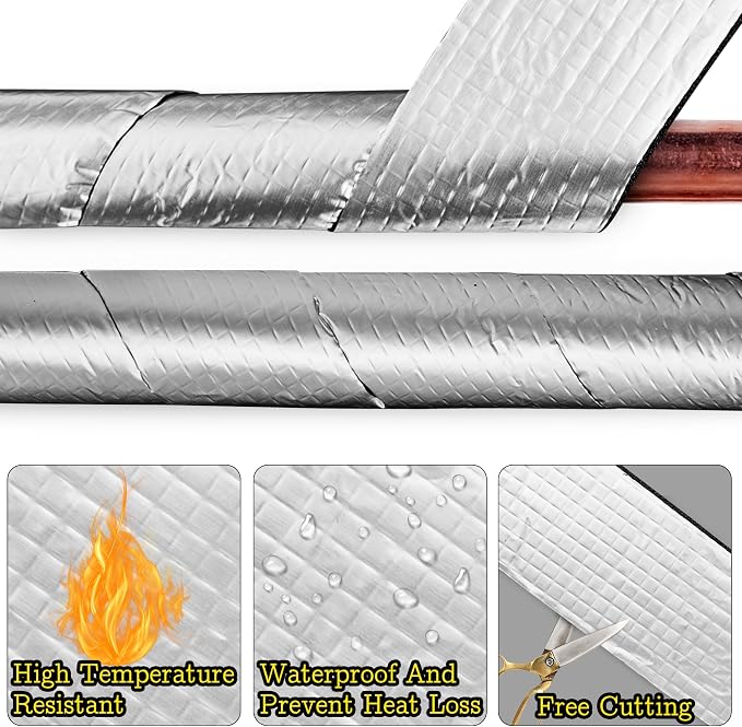 32.8 FT Pipe Insulation Wrap, Foil Pipe Wrap Insulation Tape Self Adhesive - Image 3