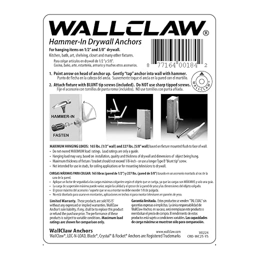 WallClaw LOC-N-Load Hammer-in Drywall Anchors - Image 3