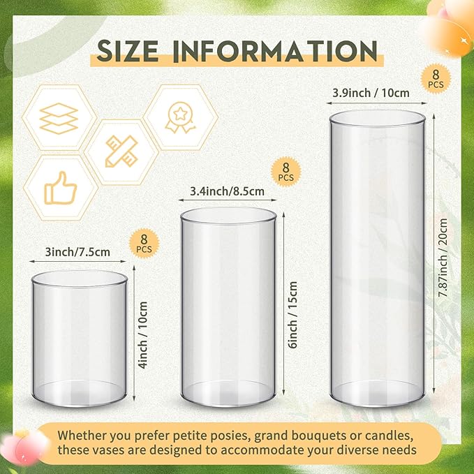 Nuogo Plastic Cylinder Vases Tall Plastic Flower Vases - Image 2