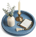 Hrastany Round Blue Wood Decorative Tray by Hrastany