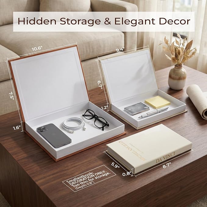 3-Piece Linen Decorative Book Box Set, Fabric Covered Fake Books - Image 7