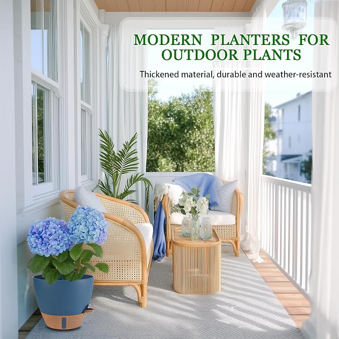2 Pack 10 inch Plant Pots, Plastic Self Watering Planters | Drainage Holes - Image 6