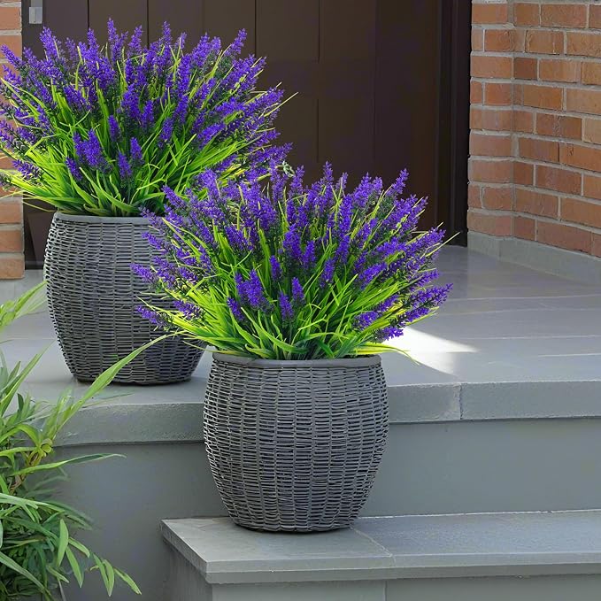 Rowfad 44 Pcs Artificial Outdoor Flowers Lavender Fake Greenery Plants UV - Image 6