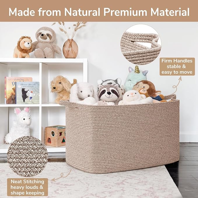 Goodpick 105L Extra Large Woven Rope Blanket Basket, Clothes & Pillows - Image 6
