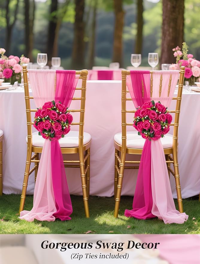 BLOSMON Hot Pink Flowers for Wedding: 10 Pcs Fakel Rose Balls for Table | Easy - Image 5
