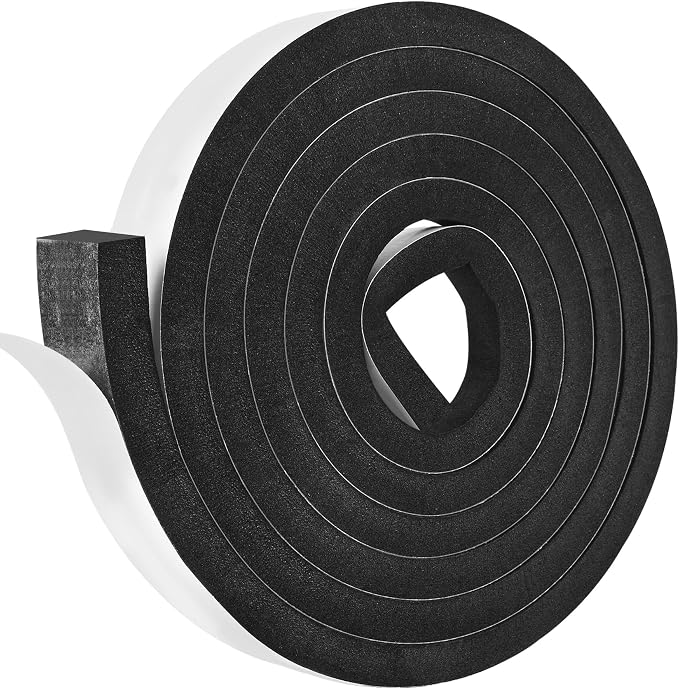 Kikerike Self Adhesive Foam Tape Weatherstrip 2In x 1In x 6.5Ft High Density by Kikerike