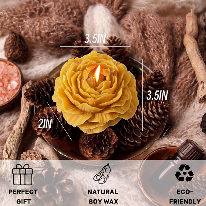 Peony Flower Shape Candle, Soy Wax Scented Decor - Image 3