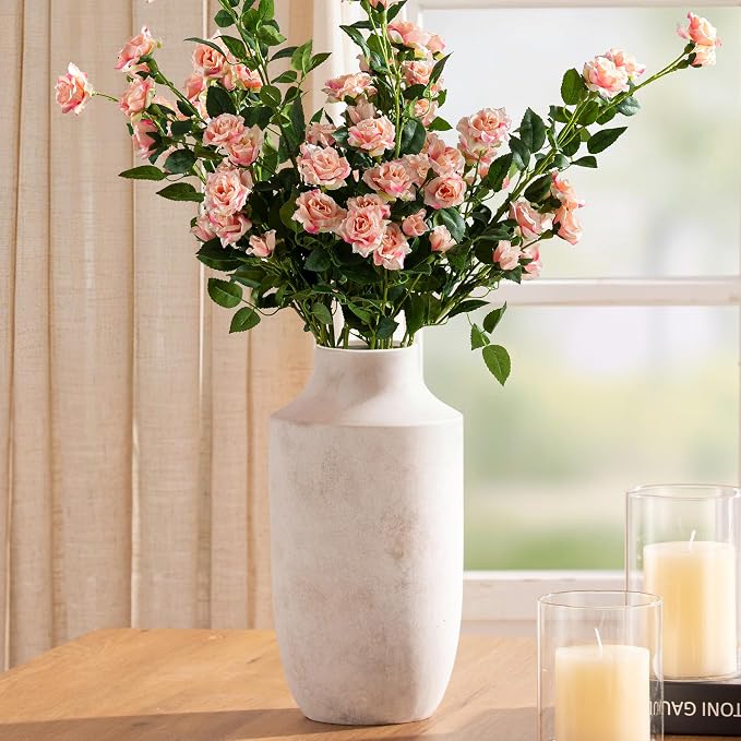Mitt&Ditt Ceramic Flower Vase, 12.5 inch Tall Off-White Vase, Large Decorative - Image 8