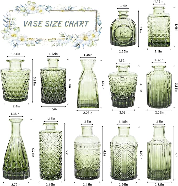 SUPMIND 12pcs Glass Bud Vase Set, Home Decor, Table Decoration, Baby Shower - Image 2