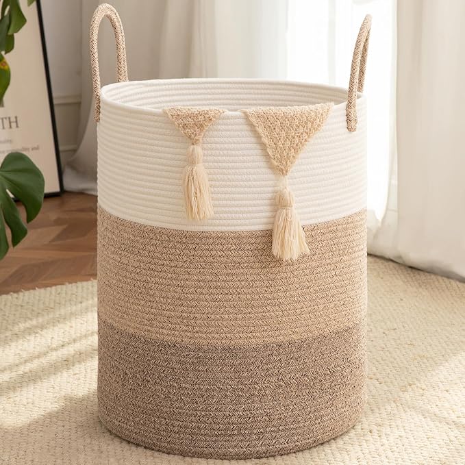 OIAHOMY 60L Nursery Hamper Laundry Basket Laundry Hamper Gradient Brown | by MasterofSpaceOptimization