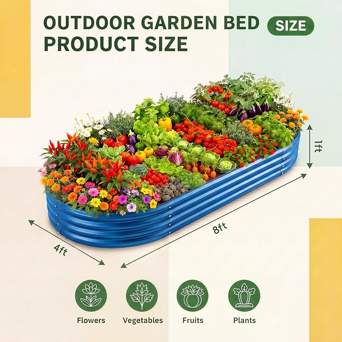 Land Guard 2Pcs 8ft Galvanized Steel Raised Garden Bed, Raised Garden Bed - Image 2