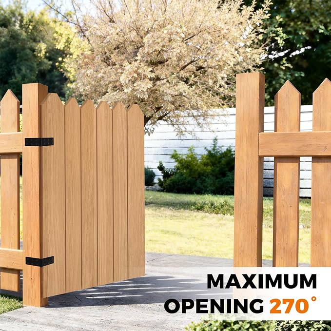 Fence Hinges for Outdoor Wood Gates Heavy Duty, 270°Solid Folding Butt Hinges - Image 4